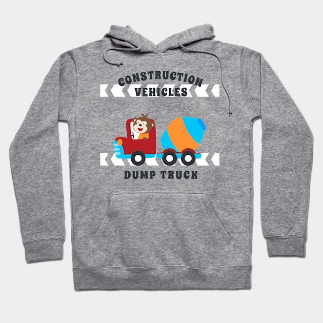 Vector illustration of contruction vehicle with cute litle animal driver. Hoodie by KIDS APPAREL